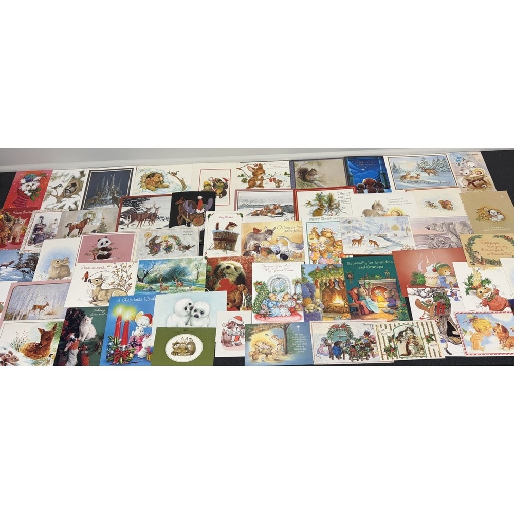 Vintage Animal Christmas Cards Fronts ONLY  Scrapbooking Crafts Decoupage 50+